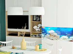 mieszkanie 4 - Średnia biała jadalnia w salonie w kuchni, styl nowoczesny - zdjęcie od projekt ka