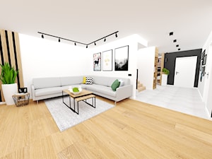 mieszkanie 13 - Duży biały czarny salon - zdjęcie od projekt ka