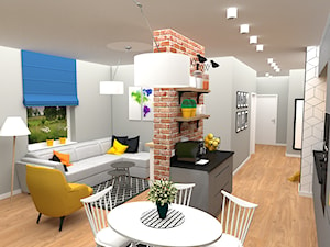 mieszkanie 1 - Duży biały czarny salon z jadalnią, styl nowoczesny - zdjęcie od projekt ka
