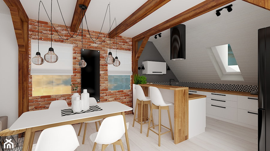 mieszkanie 10 - Średnia biała szara jadalnia, styl nowoczesny - zdjęcie od projekt ka