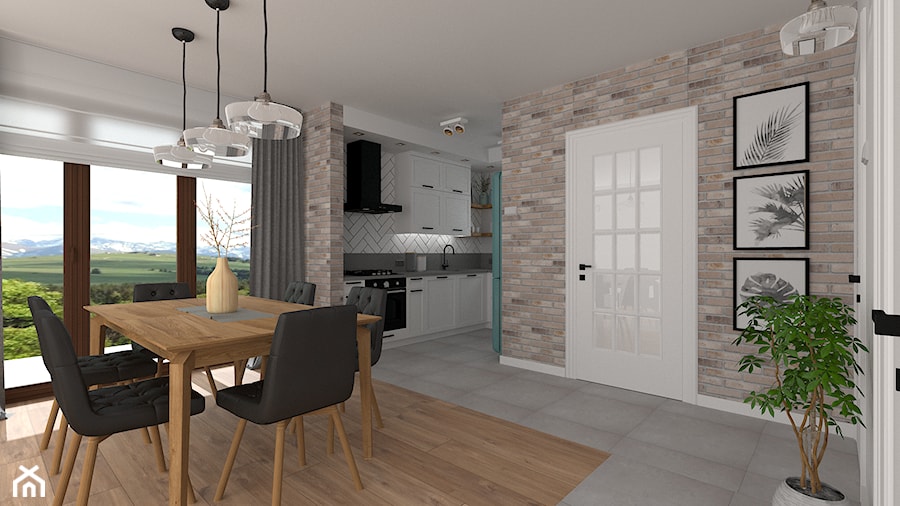 mieszkanie 7 - Duża szara jadalnia w kuchni, styl skandynawski - zdjęcie od projekt ka