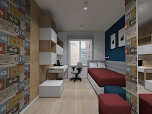 Pokój nastolatka - Średni szary niebieski pokój dziecka dla nastolatka dla chłopca dla dziewczynki, styl nowoczesny - zdjęcie od wrk-projekt&home