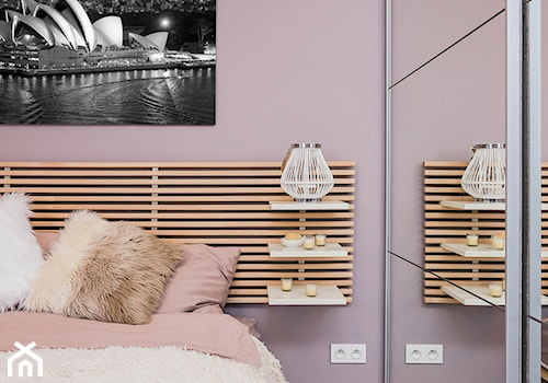 Przytulnie na Gocławku - Mała różowa sypialnia, styl skandynawski - zdjęcie od Deer Design