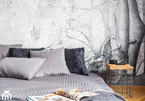 Wzmocnione kolorem - Mała szara sypialnia, styl skandynawski - zdjęcie od Deer Design