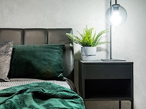 Siła szarości - Mała szara sypialnia, styl minimalistyczny - zdjęcie od Deer Design