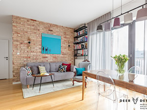 Dwupoziomowe mieszkanie w kolor ubrane - Salon, styl industrialny - zdjęcie od Deer Design