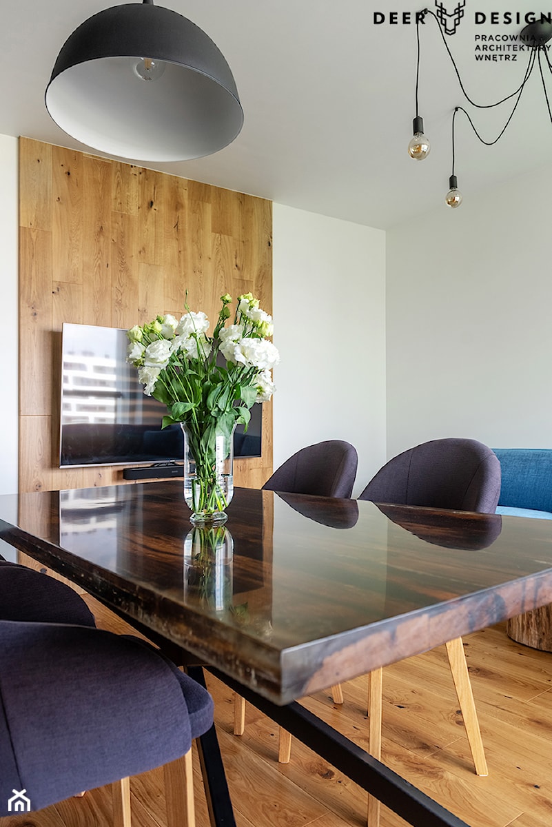 Soft loft i drewno - Salon, styl skandynawski - zdjęcie od Deer Design