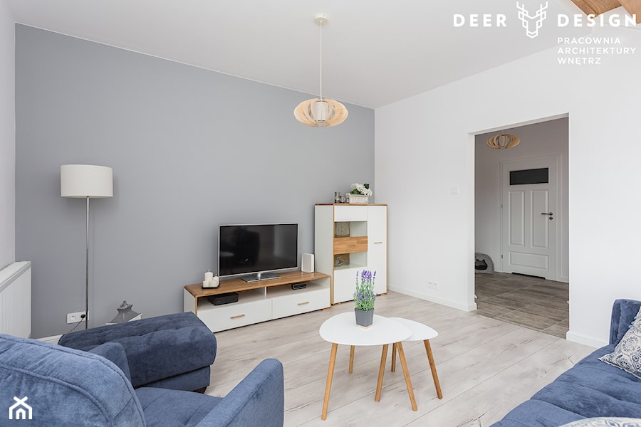 Dwupoziomowe mieszkanie w stylu skandynawskim - Salon, styl skandynawski - zdjęcie od Deer Design