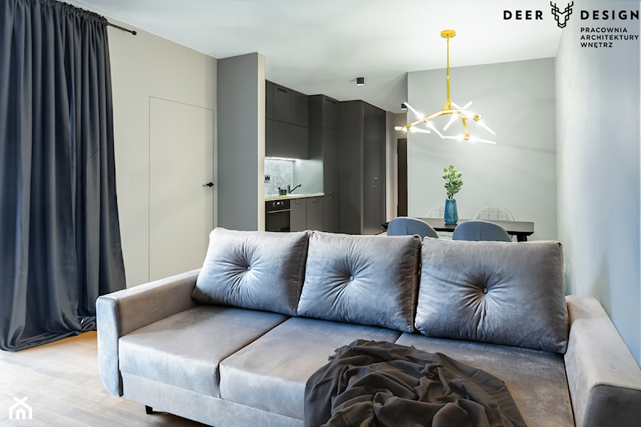 Apartament w centrum miasta - Średni biały salon z kuchnią z jadalnią, styl minimalistyczny - zdjęcie od Deer Design