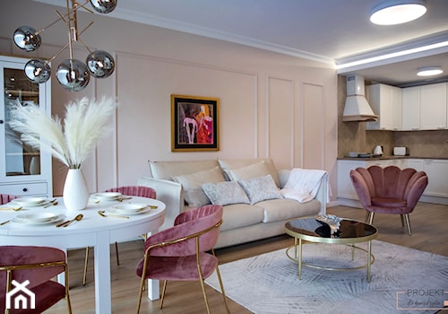 Kobiece mieszkanie w klasycznym stylu - Salon, styl glamour - zdjęcie od Projekt do kwadratu