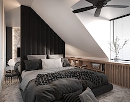 #3 - Mała biała czarna sypialnia na poddaszu, styl nowoczesny - zdjęcie od Katarzyna Piotrowska - Homebook