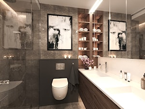 #3 - Średnia bez okna z lustrem z dwoma umywalkami z marmurową podłogą łazienka, styl nowoczesny - zdjęcie od Katarzyna Piotrowska