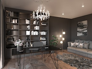 #3 - Średnie w osobnym pomieszczeniu z sofą czarne biuro, styl nowoczesny - zdjęcie od Katarzyna Piotrowska