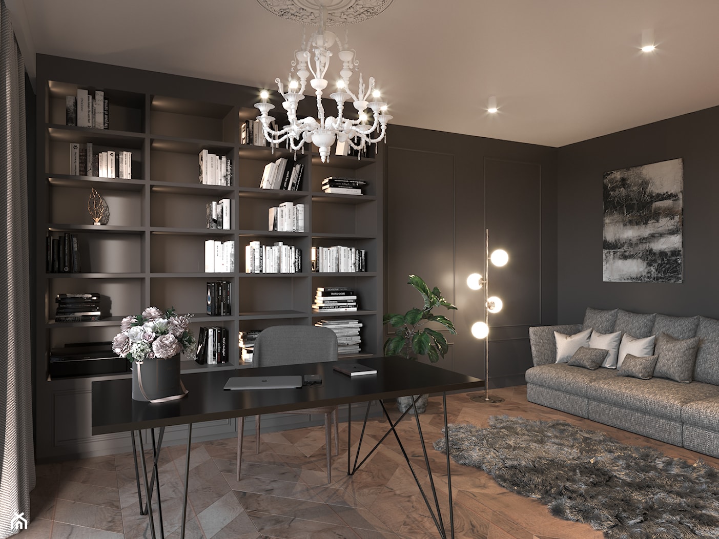#3 - Średnie w osobnym pomieszczeniu z sofą czarne biuro, styl nowoczesny - zdjęcie od Katarzyna Piotrowska - Homebook