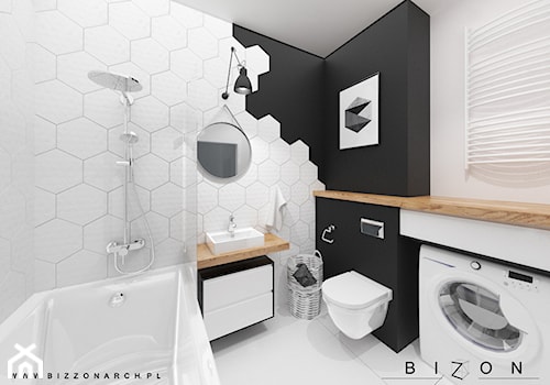 Łazienka - Mała bez okna z pralką / suszarką łazienka, styl skandynawski - zdjęcie od BIZZONARCH