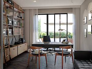 GDYŃSKI APARTAMENT - Średnie w osobnym pomieszczeniu z sofą szare biuro, styl tradycyjny - zdjęcie od BIZZONARCH