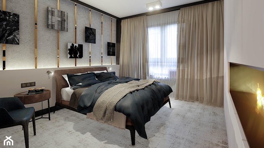 GDYŃSKI APARTAMENT - Duża biała szara sypialnia, styl tradycyjny - zdjęcie od BIZZONARCH