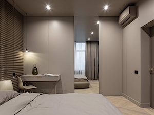 Contemporary art style - Średnia szara z biurkiem sypialnia, styl minimalistyczny - zdjęcie od Home design HD-m2