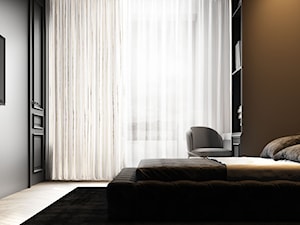 Nowoczesny klasyk - Średnia czarna szara z biurkiem sypialnia - zdjęcie od Home design HD-m2