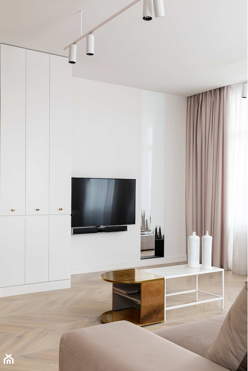 Contemporary art style - Średni beżowy biały salon, styl minimalistyczny - zdjęcie od Home design HD-m2
