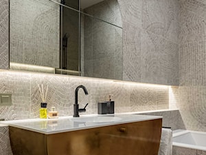 Contemporary art style - Mała bez okna z lustrem z punktowym oświetleniem łazienka, styl nowoczesny - zdjęcie od Home design HD-m2