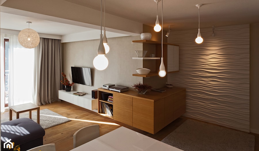 Apartament letni w Kątach Rybackich - Salon, styl nowoczesny - zdjęcie od InteriorIdea