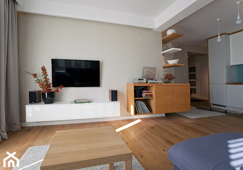 Apartament letni w Kątach Rybackich - Mały biały salon, styl nowoczesny - zdjęcie od InteriorIdea
