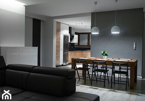 Dom w szarościach - Średnia biała szara jadalnia w salonie, styl nowoczesny - zdjęcie od IN Interior Design