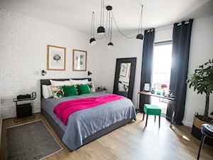 Zielono mi - Średnia biała sypialnia, styl nowoczesny - zdjęcie od Izabela Śmigórska - projektowanie wnętrz