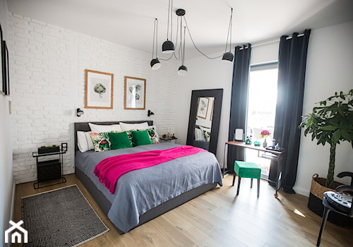 Zielono mi - Średnia biała sypialnia, styl nowoczesny - zdjęcie od Izabela Śmigórska - projektowanie wnętrz