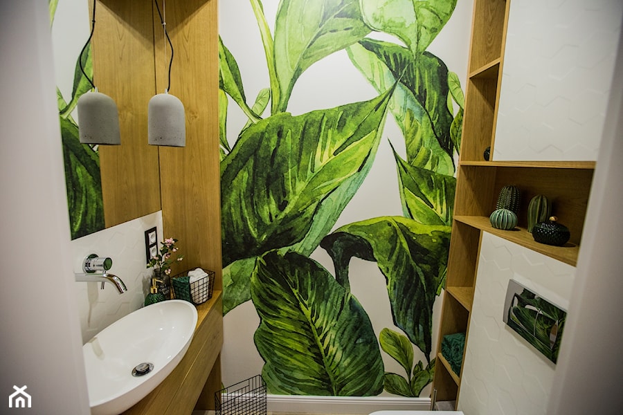 Zielono mi - Mała bez okna z lustrem łazienka, styl nowoczesny - zdjęcie od Izabela Śmigórska - projektowanie wnętrz