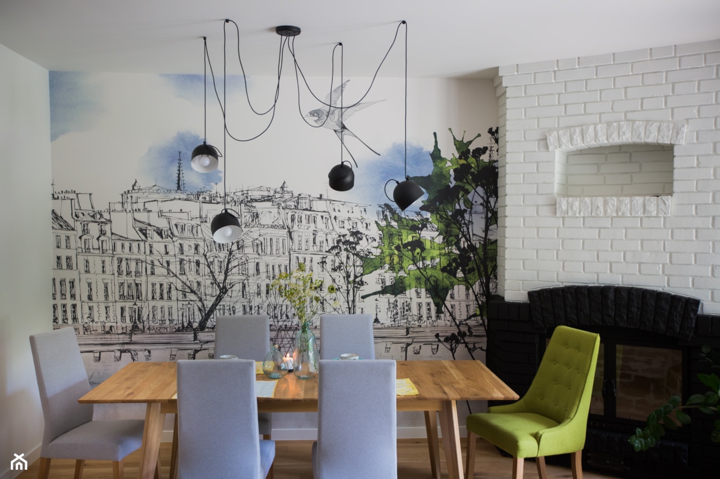 Kopciuszek - Mały biały salon z jadalnią, styl nowoczesny - zdjęcie od Izabela Śmigórska - projektowanie wnętrz - Homebook