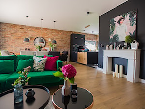 Zielono mi - Średni czarny salon z kuchnią z jadalnią, styl nowoczesny - zdjęcie od Izabela Śmigórska - projektowanie wnętrz