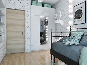 Projekt mieszkania 90 m2 w Krakowie - Mały biały czarny pokój dziecka dla dziecka dla nastolatka dla chłopca dla dziewczynki, styl nowoczesny - zdjęcie od pim concept