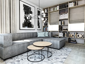 Projekt domu jednorodzinnego w Krakowie, 250m2 - Średni biały salon z bibiloteczką, styl skandynawski - zdjęcie od pim concept