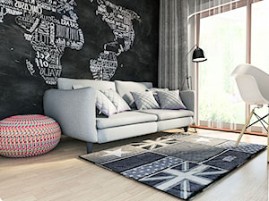 Projekt mieszkania 90 m2 w Krakowie - Średni czarny szary salon, styl nowoczesny - zdjęcie od pim concept