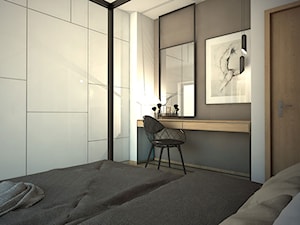 Projekt mieszkania 90 m2 w Krakowie - Mała biała szara sypialnia, styl nowoczesny - zdjęcie od pim concept