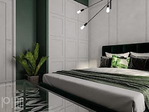 Projekt mieszkania 50m2, Kraków, Zabłocie - Mała biała zielona sypialnia, styl tradycyjny - zdjęcie od pim concept