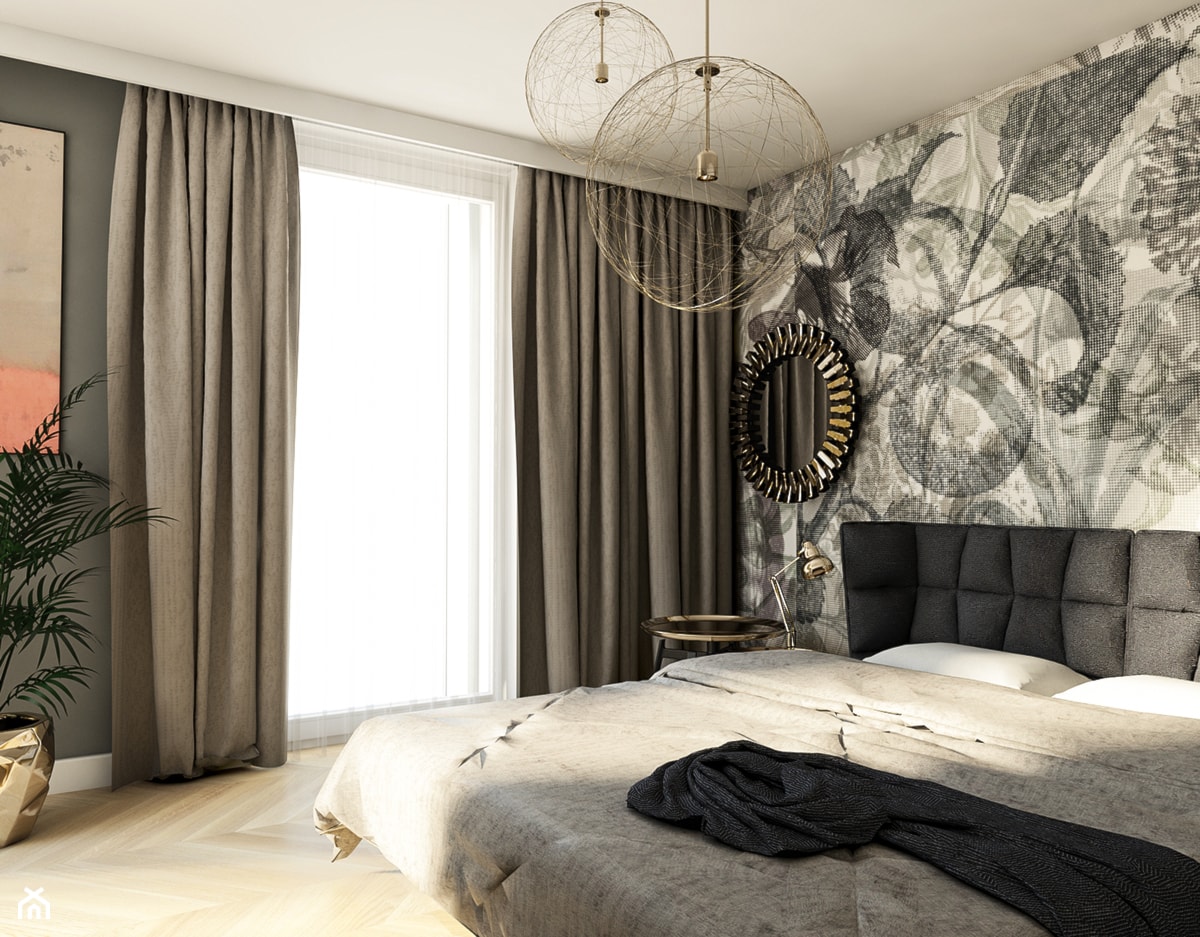 Ekskluzywny apartament w Krakowie - Średnia szara sypialnia z balkonem / tarasem, styl nowoczesny - zdjęcie od pim concept - Homebook
