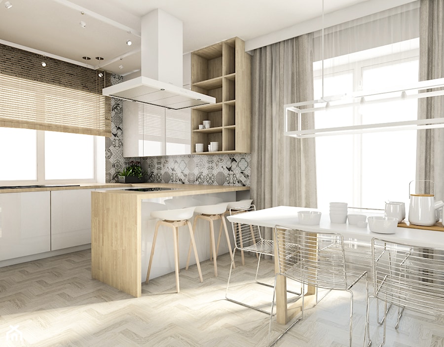 Projekt domu jednorodzinnego w Krakowie, 250m2 - Średnia jadalnia w kuchni, styl skandynawski - zdjęcie od pim concept