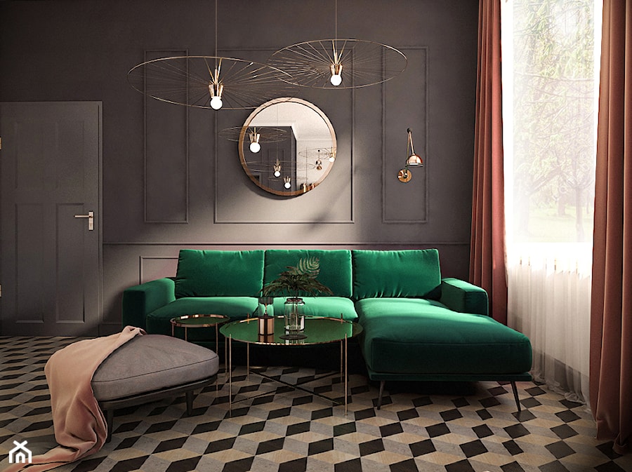 Apartament pod wynajem w Krakowie 75m2 - Mały czarny salon, styl glamour - zdjęcie od pim concept