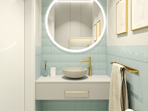 Małe pomieszczenie wc w kolorach błękitu i szarości - zdjęcie od TATAMI STUDIO