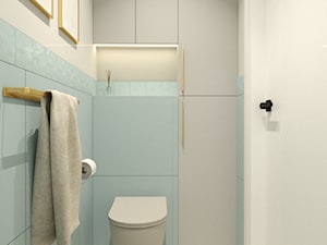Małe pomieszczenie wc w kolorach błękitu i szarości - zdjęcie od TATAMI STUDIO