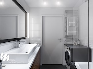 Czarno-biała łazienka - Mała na poddaszu bez okna z pralką / suszarką z lustrem łazienka, styl nowoczesny - zdjęcie od Marta Ogrodowczyk Studio
