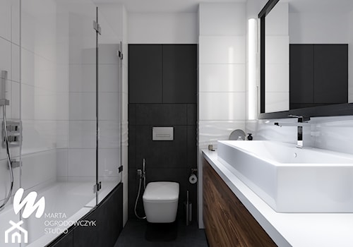 Czarno-biała łazienka - Średnia bez okna łazienka, styl nowoczesny - zdjęcie od Marta Ogrodowczyk Studio