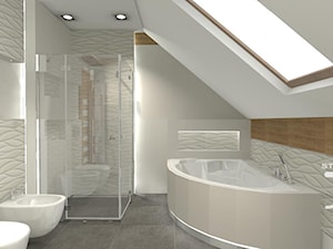 Łazienka w bieli z odrobiną drewna - zdjęcie od JLStudioProjekt