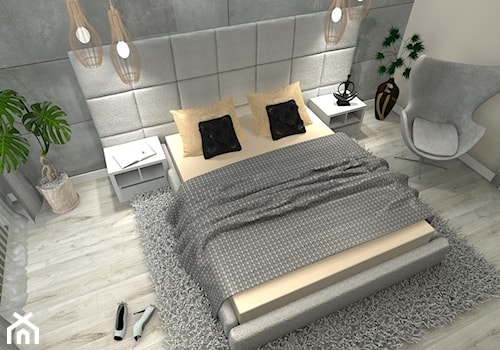 Sypialnia w szarości betonu - zdjęcie od JLStudioProjekt