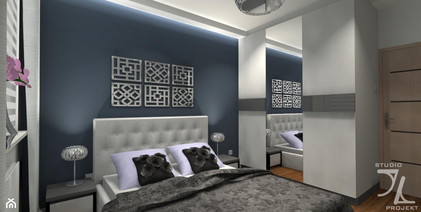 Sypialnia zwieńczona kolorem "Denim" - zdjęcie od JLStudioProjekt - Homebook