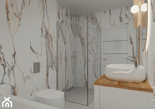 Łazienka w białym marmurze Calacatta Gold - zdjęcie od JLStudioProjekt