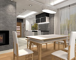 Projekt Salonu i Kuchni w jasnej tonacji z czarnym akcentem - zdjęcie od JLStudioProjekt - Homebook
